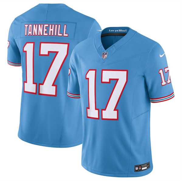 Mens Tennessee Titans #17 Ryan Tannehill Light Blue 2023 F.U.S.E. Vapor Limited Throwback Stitched Football Jersey